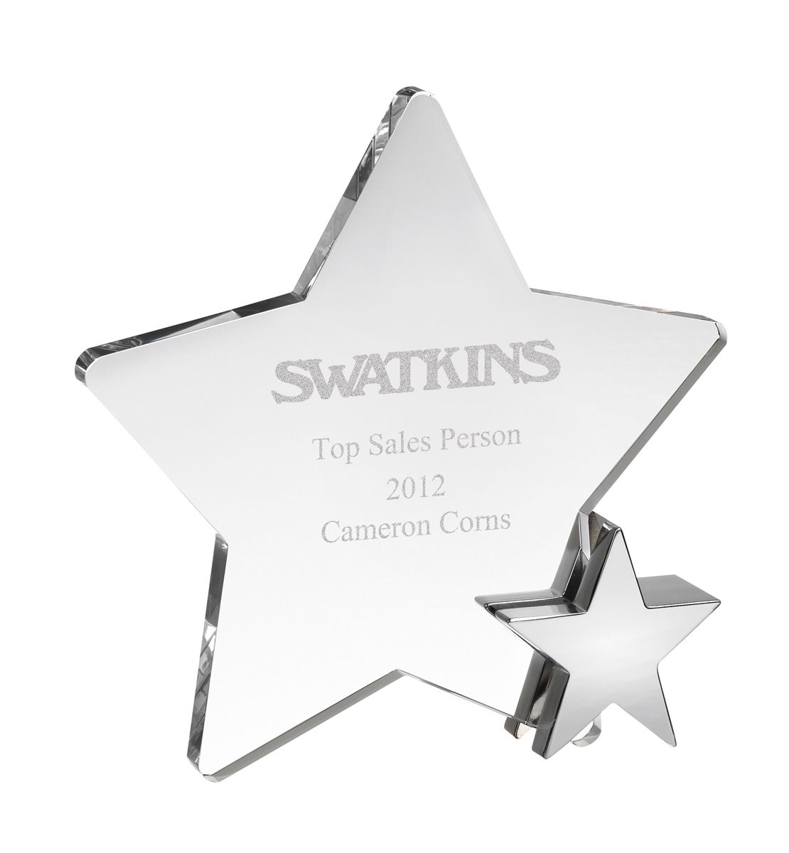 AC113 Engraved Optical Crystal Star Award with Metal Star